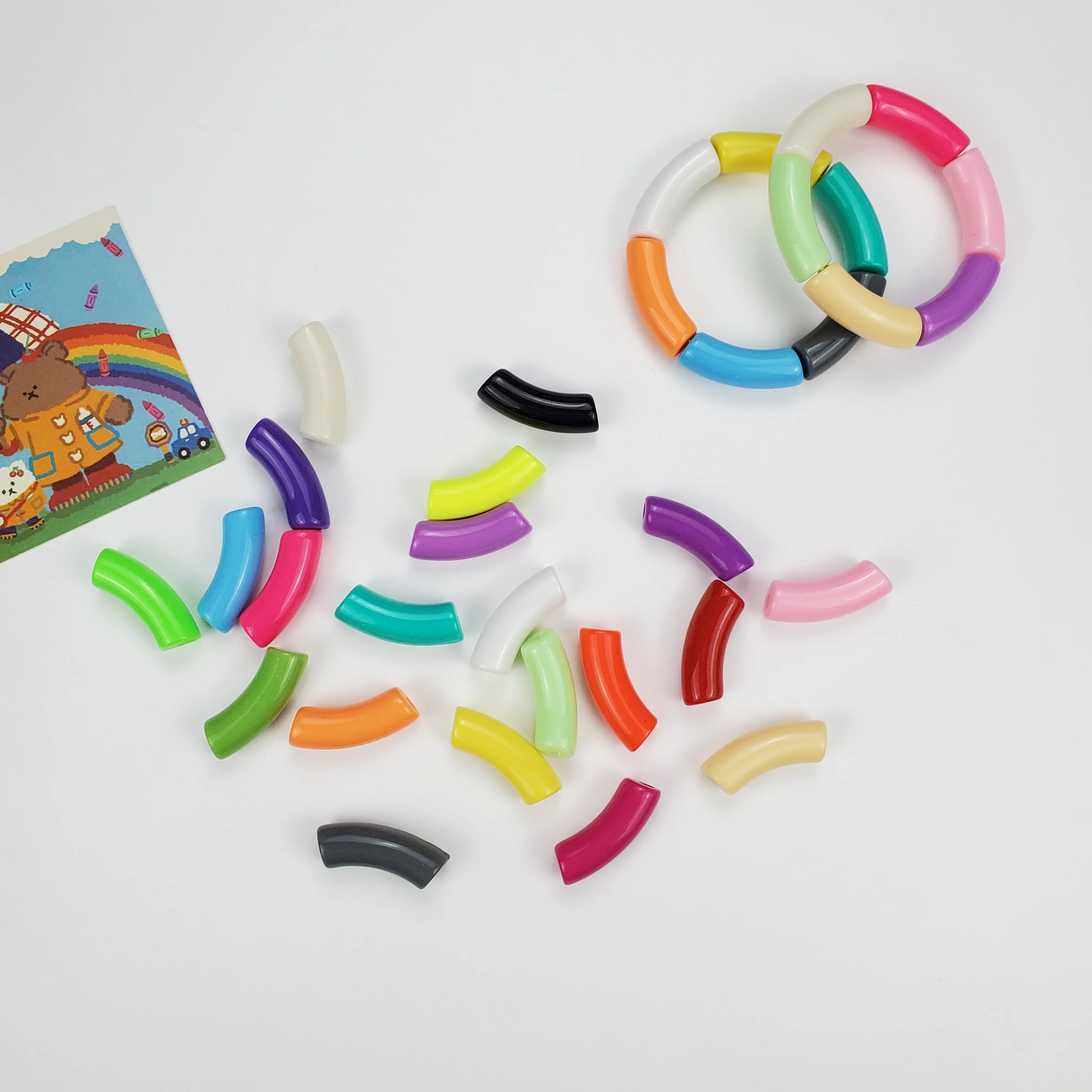 Korean Colorful Acrylic Tube Loose Beads 2021 Newest Design Women Jewelry Elastic Kids Bracelet resin acrylic bead boho Bracelet
Korean Colorful Acrylic Tube Loose Beads 2021 Newest Design Women Jewelry Elastic Kids Bracelet resin acrylic bead boho Bracelet