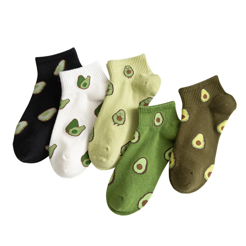 Japan Style 5 Colors Mix Knitted Avocado Cotton Short Ankle Socks For Ladies, 5 colors as photo
Japan Style 5 Colors Mix Knitted Avocado Cotton Short Ankle Socks For Ladies, 5 colors as photo
