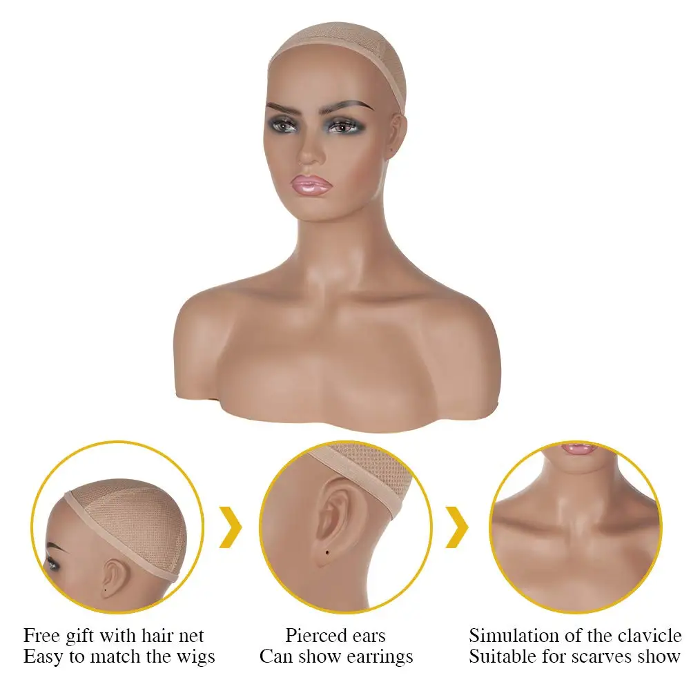 Smiling Mannequin Head With Shoulders Dark Brown Wig Display Mannequin Head Female African Wig Head, Customized color
Smiling Mannequin Head With Shoulders Dark Brown Wig Display Mannequin Head Female African Wig Head, Customized color