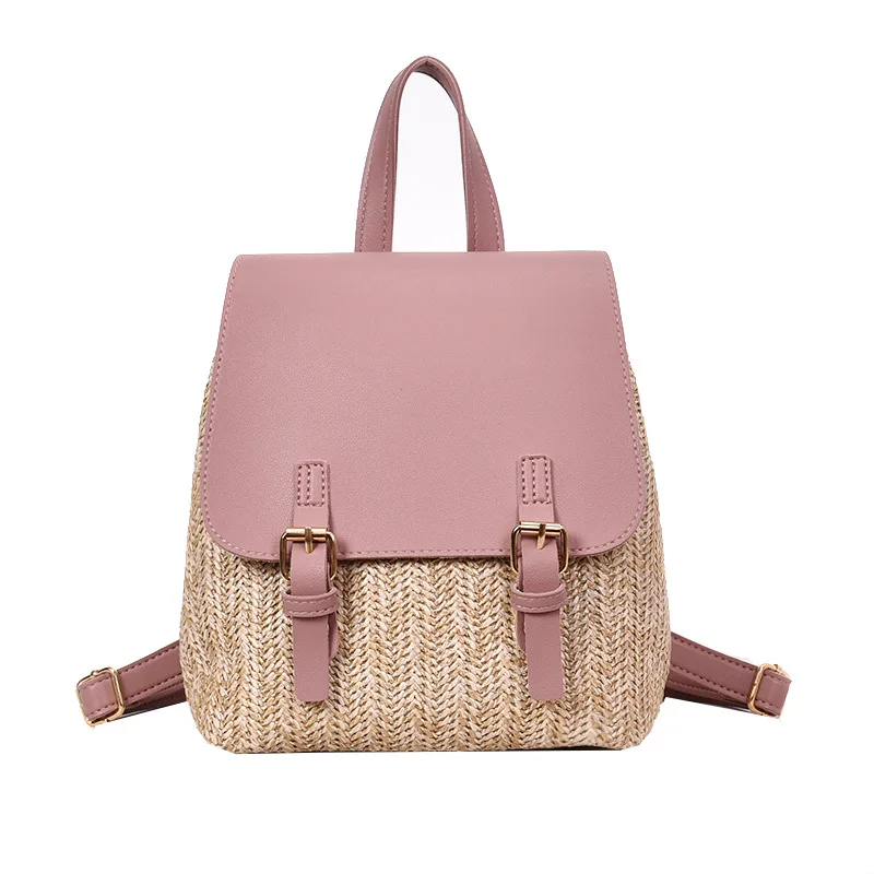 Wholesale summer PU leather and straw bag woven ladies mini straw backpack bag, 4 colors
Wholesale summer PU leather and straw bag woven ladies mini straw backpack bag, 4 colors