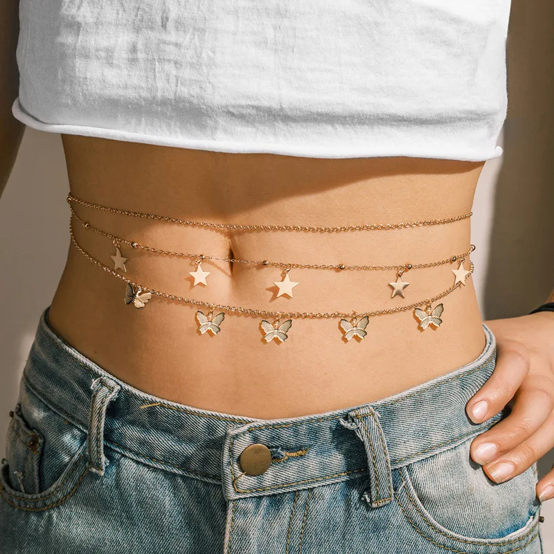 Custom Gold Plated Sexy Double Layer Belly Belt Body Jewelry Star Butterfly Waist Chain For Women, As picture
Custom Gold Plated Sexy Double Layer Belly Belt Body Jewelry Star Butterfly Waist Chain For Women, As picture