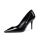 2019 High Heel Women's Pumps Black Genuine Leather x19-c004 Ladies Women Office business Dress Shoes Heels For Lady