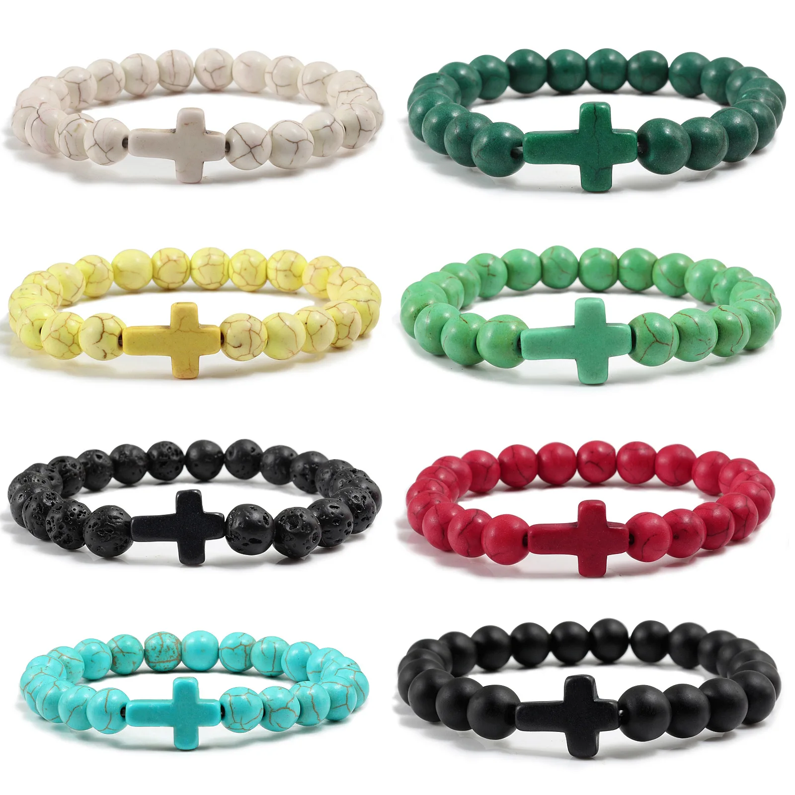 Natural Stone Hand String Blue Turquoise Bracelets 8mm Round Beads Cross Men's And Women's Bracelet
Natural Stone Hand String Blue Turquoise Bracelets 8mm Round Beads Cross Men's And Women's Bracelet
