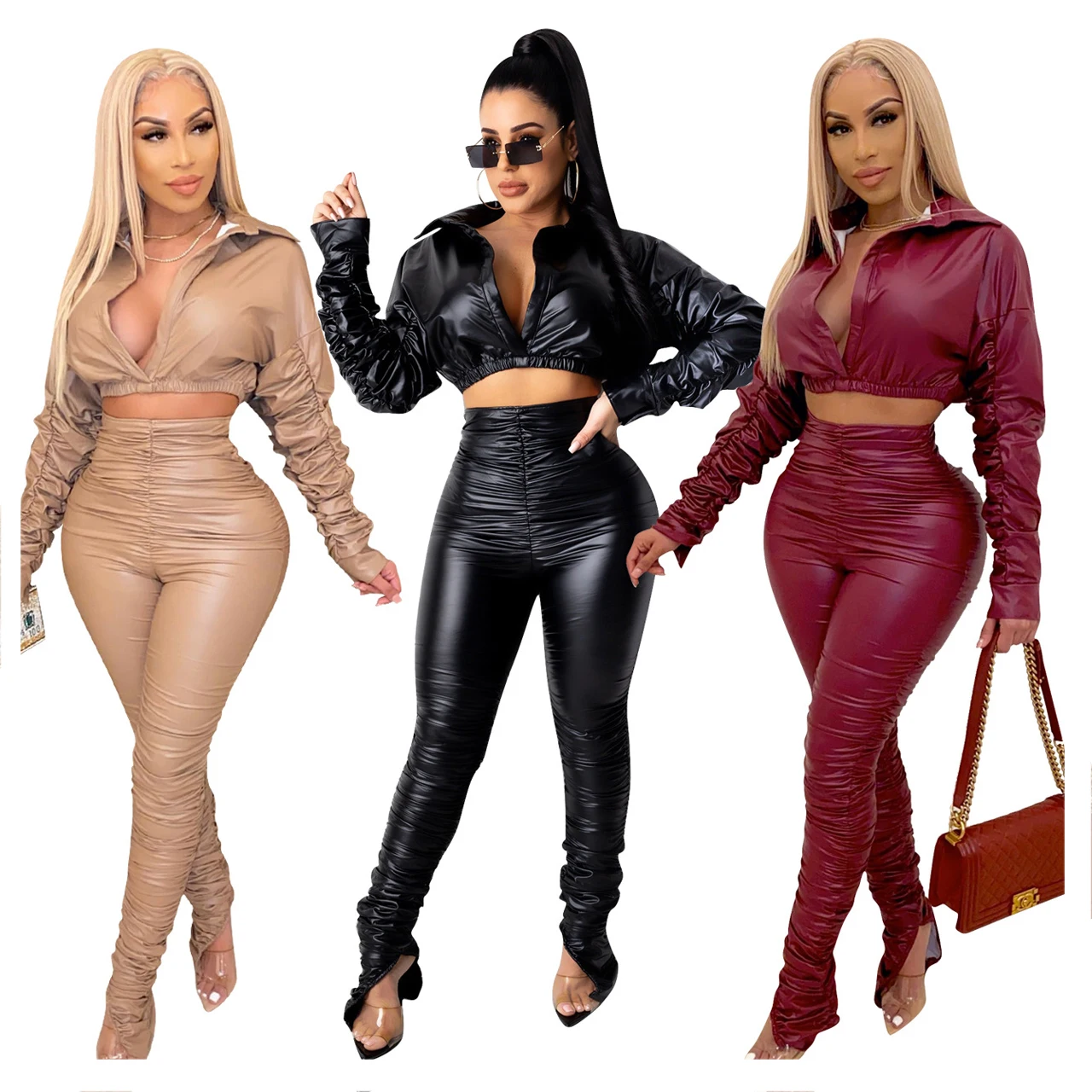2021 New Arrival Women Jacket PU Two Piece Set Women Leather 2 Piece Set, Customized color
2021 New Arrival Women Jacket PU Two Piece Set Women Leather 2 Piece Set, Customized color
