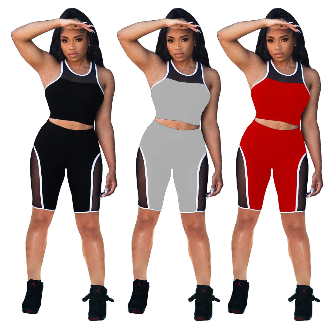 QC9190 - Custom women summer mesh splicing breathable sportswear two piece crop top shorts set, Customzied color
QC9190 - Custom women summer mesh splicing breathable sportswear two piece crop top shorts set, Customzied color