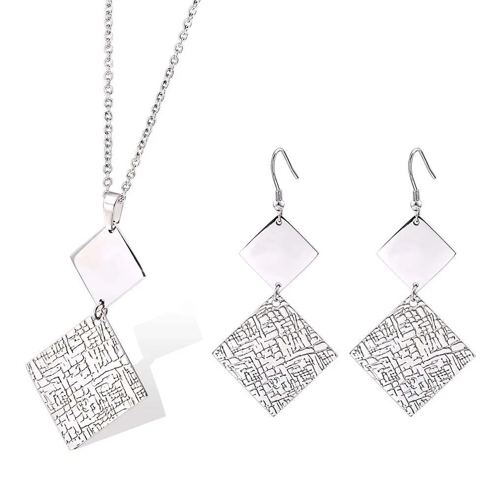 2021 Silver Tone Geometric Earrings Necklace Ladies Party Stainless Steel Square Set Jewelry Stainless Steel Jewelry Set Women, Silver color
2021 Silver Tone Geometric Earrings Necklace Ladies Party Stainless Steel Square Set Jewelry Stainless Steel Jewelry Set Women, Silver color