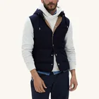 Wholesale Custom Flannel Outerwear Vests Men's Winter Down Vests with Detachable Hood