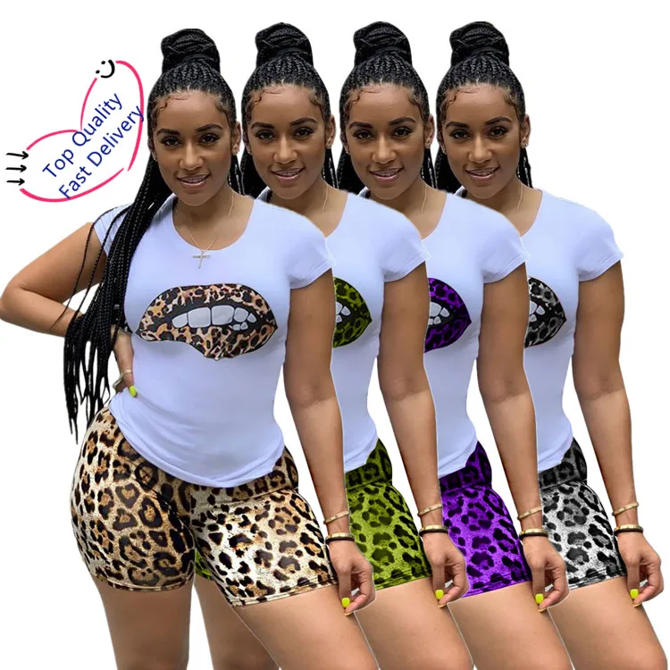 New Women'S Casual Suit Big Lips Printed T-Shirt + Leopard Print Shorts Two-Piece Suit
New Women'S Casual Suit Big Lips Printed T-Shirt + Leopard Print Shorts Two-Piece Suit