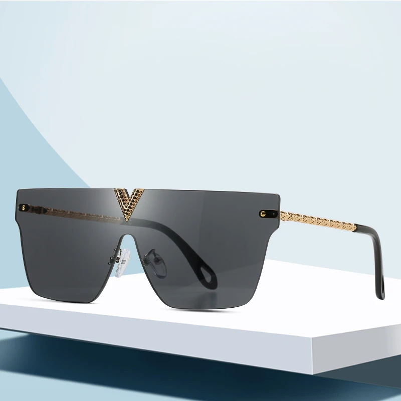 Latest luxury High Quality V-shaped One Piece Lens Metal Unique Rimless Sunglasses, Custom colors
Latest luxury High Quality V-shaped One Piece Lens Metal Unique Rimless Sunglasses, Custom colors