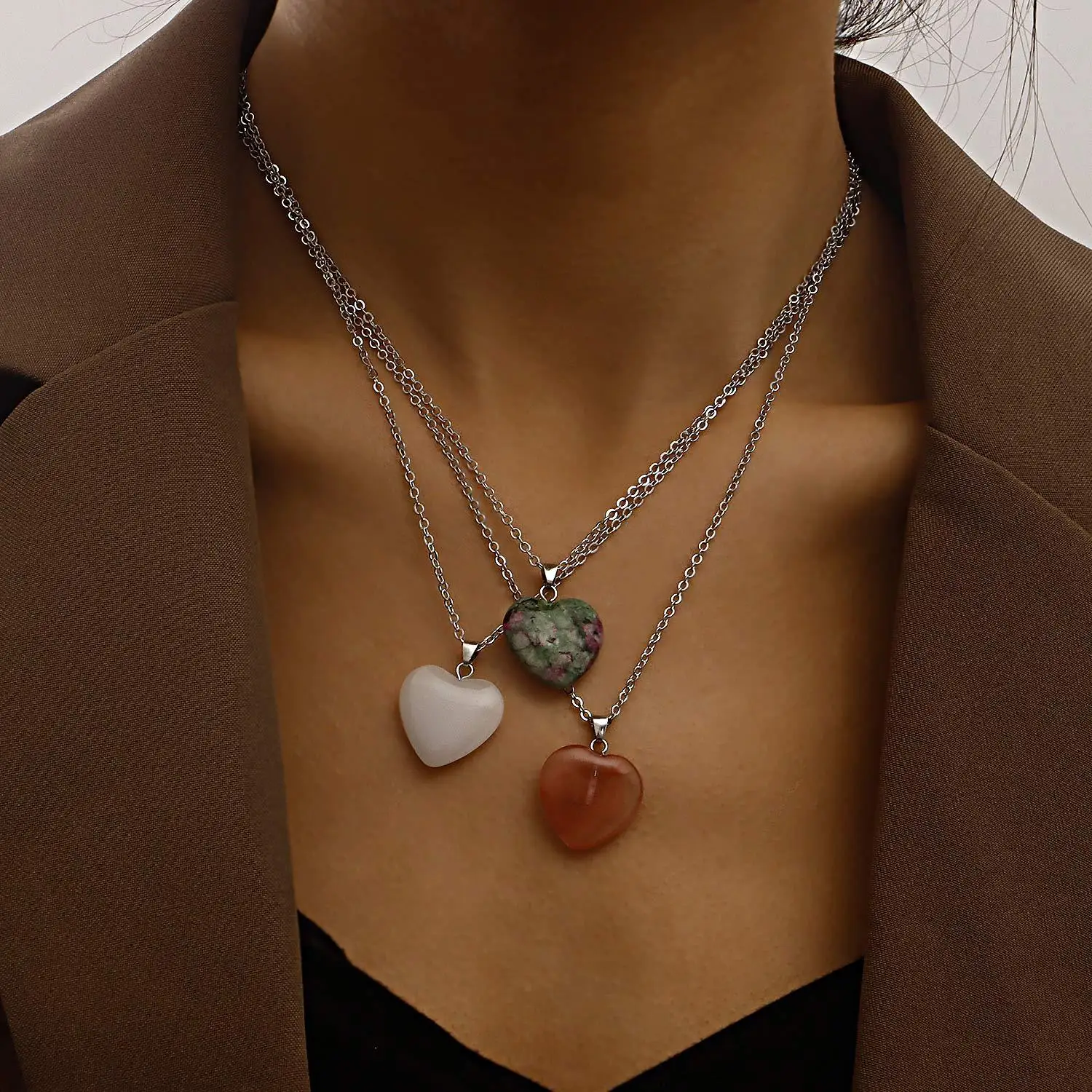 RTS 2021 Simple Natural Chain Colorful Female Cool Temperament Acrylic Stone Love Heart Pendant Necklace Jewelry for Women
RTS 2021 Simple Natural Chain Colorful Female Cool Temperament Acrylic Stone Love Heart Pendant Necklace Jewelry for Women