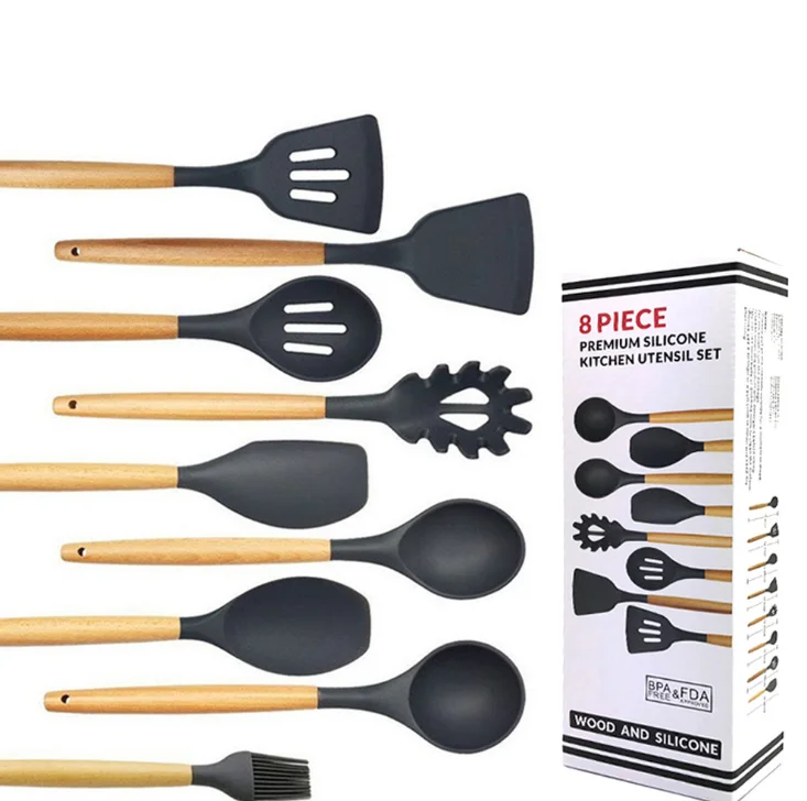 CHRT Non-stick Heat Resistant Silicone Kitchen Tools Cookware Utensils Set with Wood Handle
CHRT Non-stick Heat Resistant Silicone Kitchen Tools Cookware Utensils Set with Wood Handle