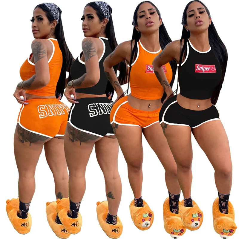 Summer Clothing Letter Offset Printed Crop Top Bodycon Shorts Women Sportswear Two Piece Set
Summer Clothing Letter Offset Printed Crop Top Bodycon Shorts Women Sportswear Two Piece Set