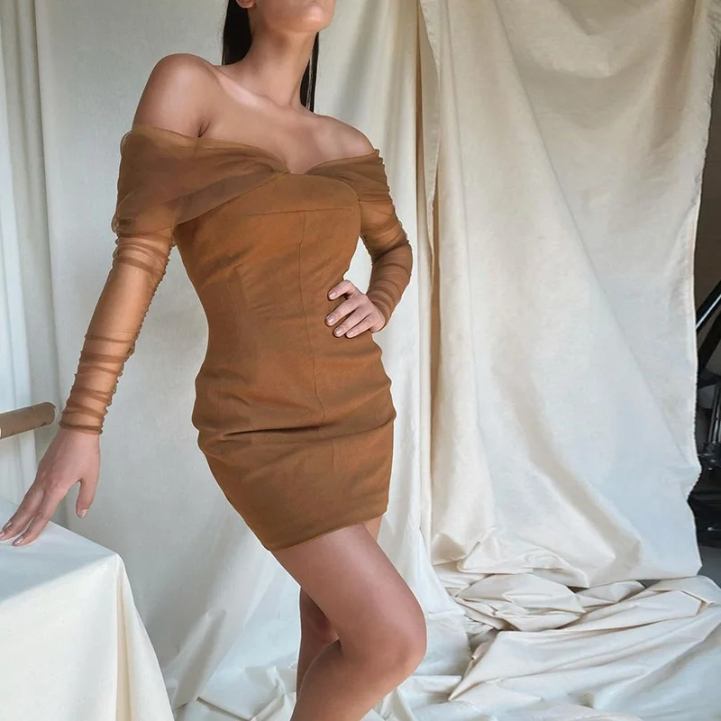 B63526A 2020 autumn winter new women one-line shoulder sexy low chest gauze long sleeve dress
B63526A 2020 autumn winter new women one-line shoulder sexy low chest gauze long sleeve dress