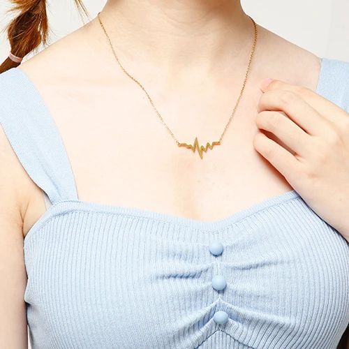 RFJEWEL Stainless steel necklace ECG heart wave necklace custom and personalized shape necklaces Jewellery
RFJEWEL Stainless steel necklace ECG heart wave necklace custom and personalized shape necklaces Jewellery