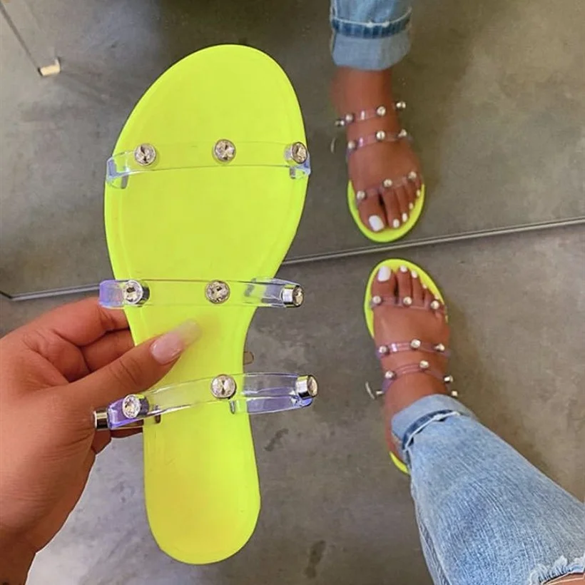 Rhinestone diamonds flat slippers women outdoor shiny strappy flats shoes, Green pink black
Rhinestone diamonds flat slippers women outdoor shiny strappy flats shoes, Green pink black
