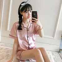 Classic Pajamas Sleepwear Set Shirts And Shorts Pajamas Women 2 Pieces Satin Silk Nightie
Classic Pajamas Sleepwear Set Shirts And Shorts Pajamas Women 2 Pieces Satin Silk Nightie