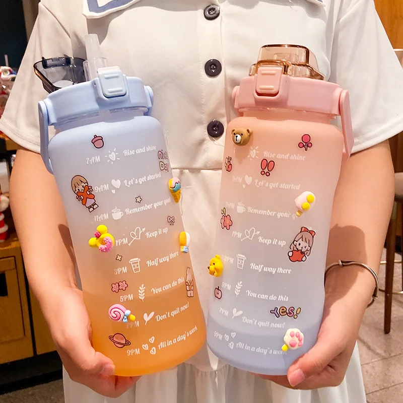 Wholesale 2 Liter Large Capacity Gallon Fitness Sports Motivational Plastic Water Bottle with Time Marker and Straw, All pantone colors
Wholesale 2 Liter Large Capacity Gallon Fitness Sports Motivational Plastic Water Bottle with Time Marker and Straw, All pantone colors
