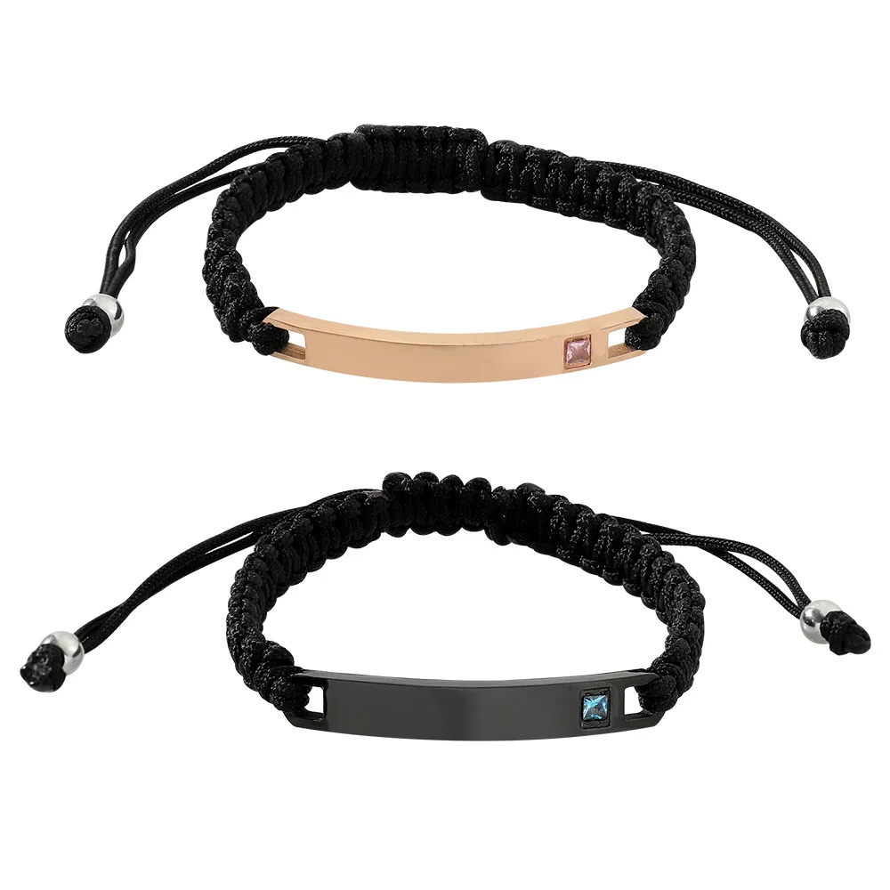 AA284 Handmade Woven Bracelet Love Black Couple Stainless Steel Bracelet AdjustableHand Crystal Curved String Rope Bracelet, 2 colors
AA284 Handmade Woven Bracelet Love Black Couple Stainless Steel Bracelet AdjustableHand Crystal Curved String Rope Bracelet, 2 colors