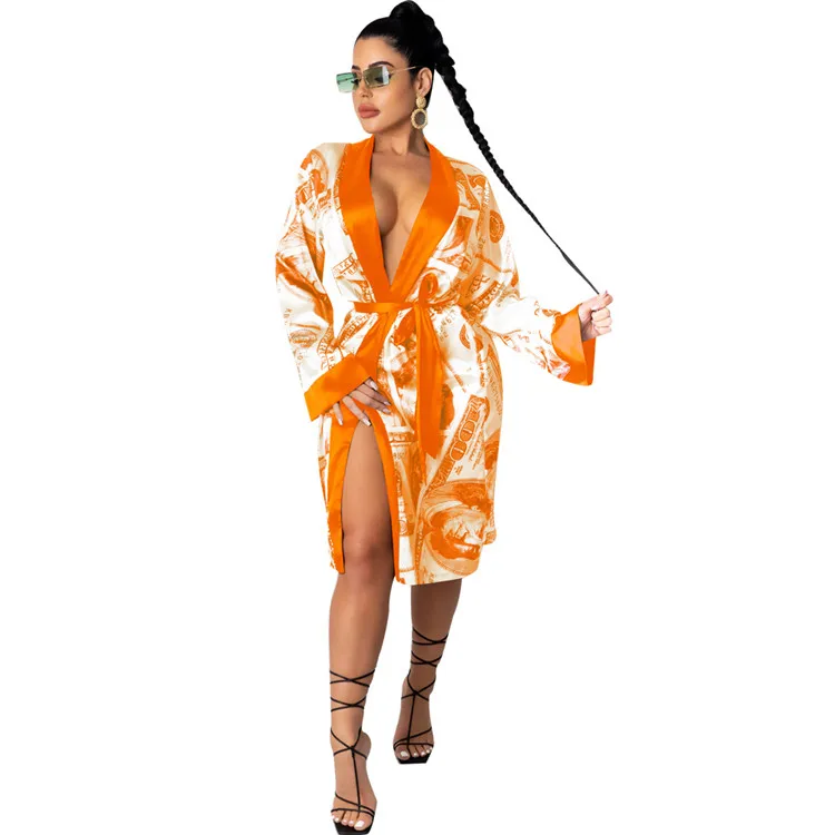 2021 Sexy Ladies Sleepwear Night-Gown Long Sleeve Dollar Print Belt Spring Dress Women Pajamas
2021 Sexy Ladies Sleepwear Night-Gown Long Sleeve Dollar Print Belt Spring Dress Women Pajamas