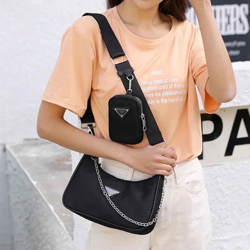 Ladies Fashion Black Nylon 3 In1 Shoulder Messenger Bag Chain Waterproof Fall Handbag Underarm Bag Designer Ladies Side Bag
Ladies Fashion Black Nylon 3 In1 Shoulder Messenger Bag Chain Waterproof Fall Handbag Underarm Bag Designer Ladies Side Bag