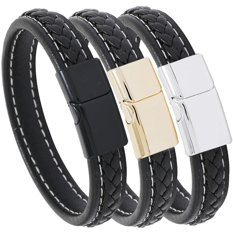 Wholesale Custom Logo Vintage Handmade Braided Genuine Leather Magnetic Bracelet For Men Men's Leather Metal
Wholesale Custom Logo Vintage Handmade Braided Genuine Leather Magnetic Bracelet For Men Men's Leather Metal