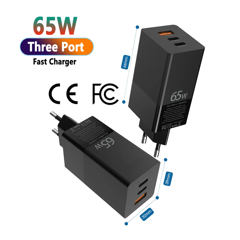 DHL Free Shipping 1 Sample OK CE FCC Wholesale PD3.0 Super Fast Charger GAN 65W 3 USB Wall Charger Mobile Charger
DHL Free Shipping 1 Sample OK CE FCC Wholesale PD3.0 Super Fast Charger GAN 65W 3 USB Wall Charger Mobile Charger
