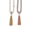 xl01107a Simple Gold Chain Tassel Fashion Jewelry Bead White Grey Pearl Crystal Fashionable Wholesale Necklace Women