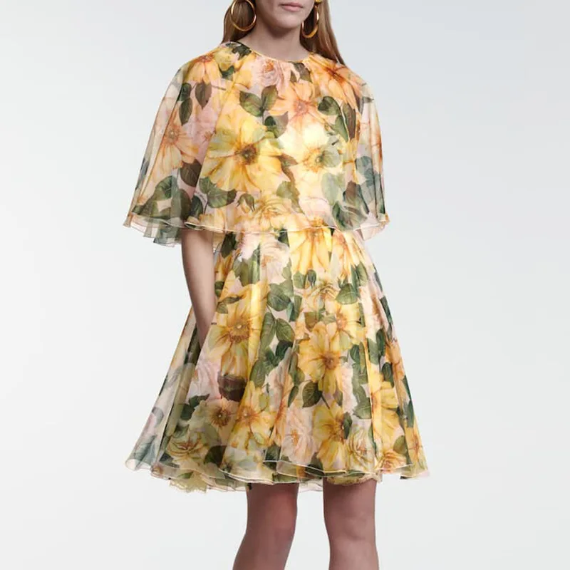 2021 spring women's new temperament yellow print high-waisted large-length organza dress women, Photo color
2021 spring women's new temperament yellow print high-waisted large-length organza dress women, Photo color