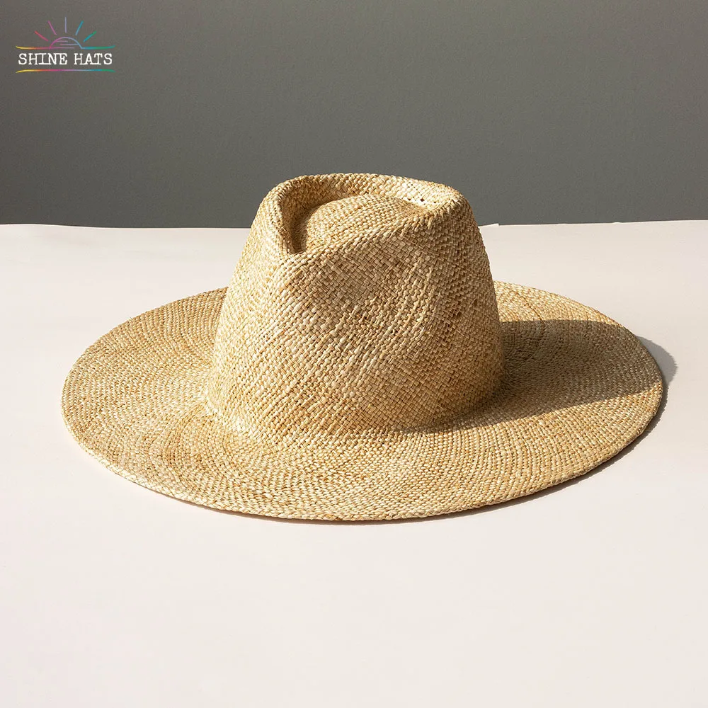 

Shinehats 2023 OEM New Fashion Natural Grass Wide Brim Women Panama Straw Hat Wholesale Sun Beach Summer Sombreros
