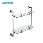 304 Stainless Steel Bathroom Shower Corner Shelf Bath Double Tiers Rack Glass Shelf