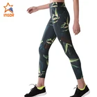 Sexy woman yoga wear tights printed polyester spandex leggings fitness