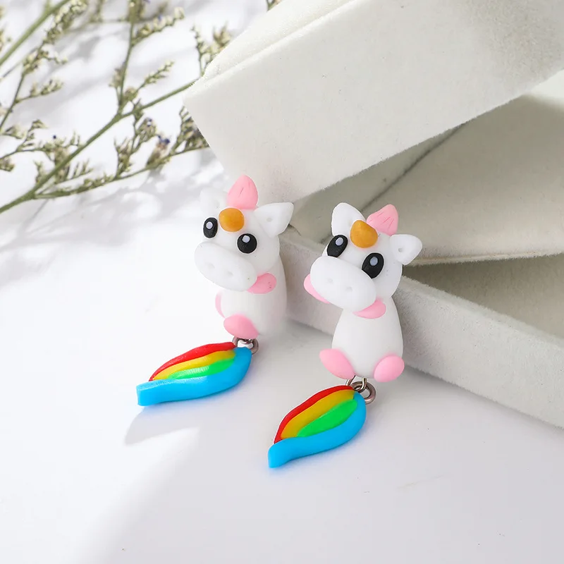 Creative Fashion Unicorn Earrings Cute Animal Earrings For Girls Charms Handmade Jewelry Soft Polymer Clay Stud Earring, Picture shows
Creative Fashion Unicorn Earrings Cute Animal Earrings For Girls Charms Handmade Jewelry Soft Polymer Clay Stud Earring, Picture shows