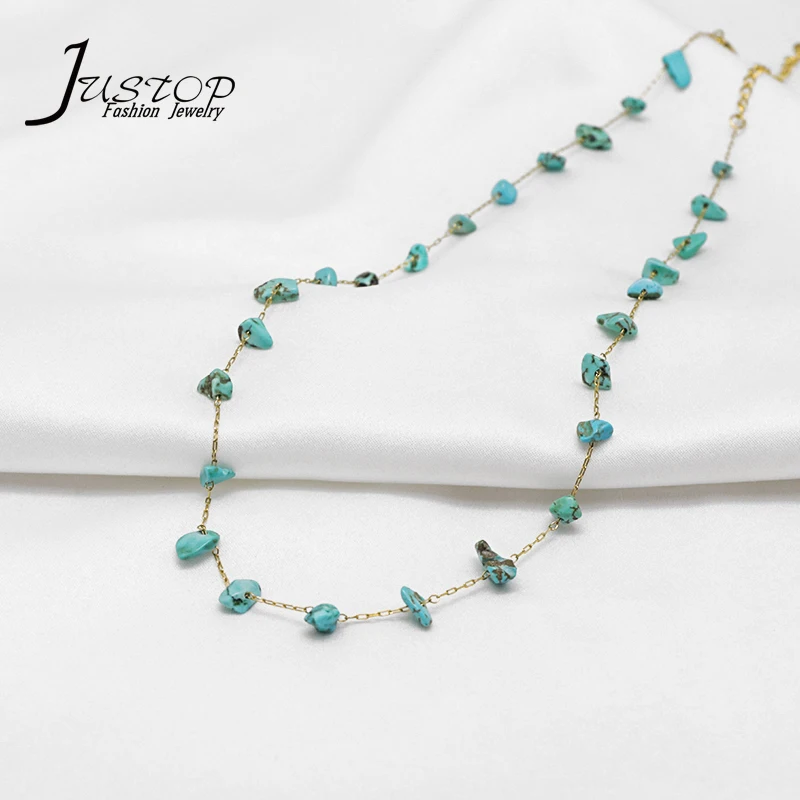 New Arrival Handmade Thin Chain Broken Stone Turquoise Beads Necklaces Stone Tarot Necklace Stainless Steel
New Arrival Handmade Thin Chain Broken Stone Turquoise Beads Necklaces Stone Tarot Necklace Stainless Steel