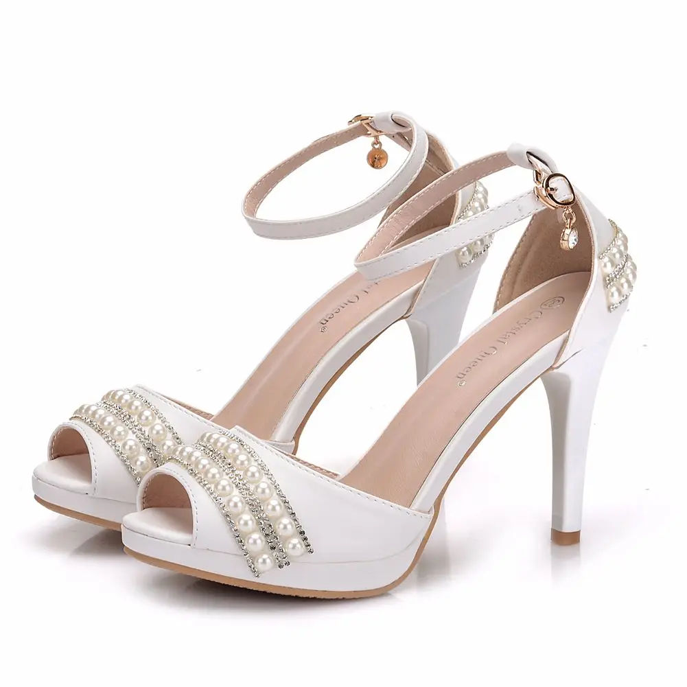 Women Sandals High Heels Pearl Rhinestone Thin Heel Sandals Open Toe Ankle Strap Party Shoes
Women Sandals High Heels Pearl Rhinestone Thin Heel Sandals Open Toe Ankle Strap Party Shoes
