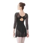 Factory Direct Sale Women Dresses For Ballet Cotton Lace Long Sleeves Front V Knotted Plus Lace Skirt For Girl