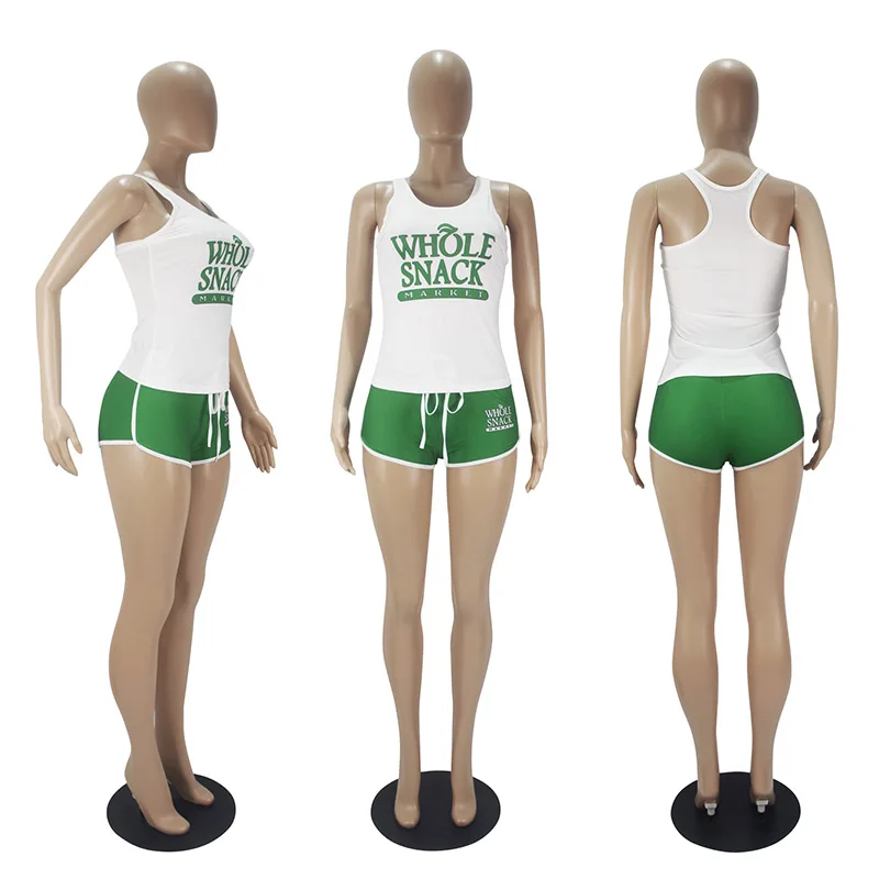 2 piece set women summer clothing shorts and tank top sexy sports sets with logo, Picture
2 piece set women summer clothing shorts and tank top sexy sports sets with logo, Picture