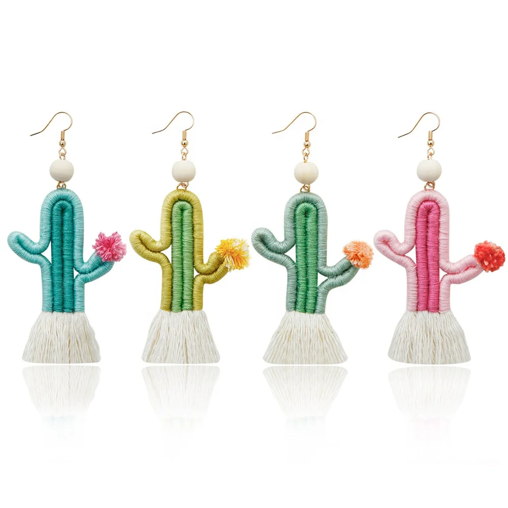 Lady Hand-woven Bohemian Tassels Retro Ethnic Style Jewelry Cactus Ear Hooks Wooden Beads Plant Earrings
Lady Hand-woven Bohemian Tassels Retro Ethnic Style Jewelry Cactus Ear Hooks Wooden Beads Plant Earrings