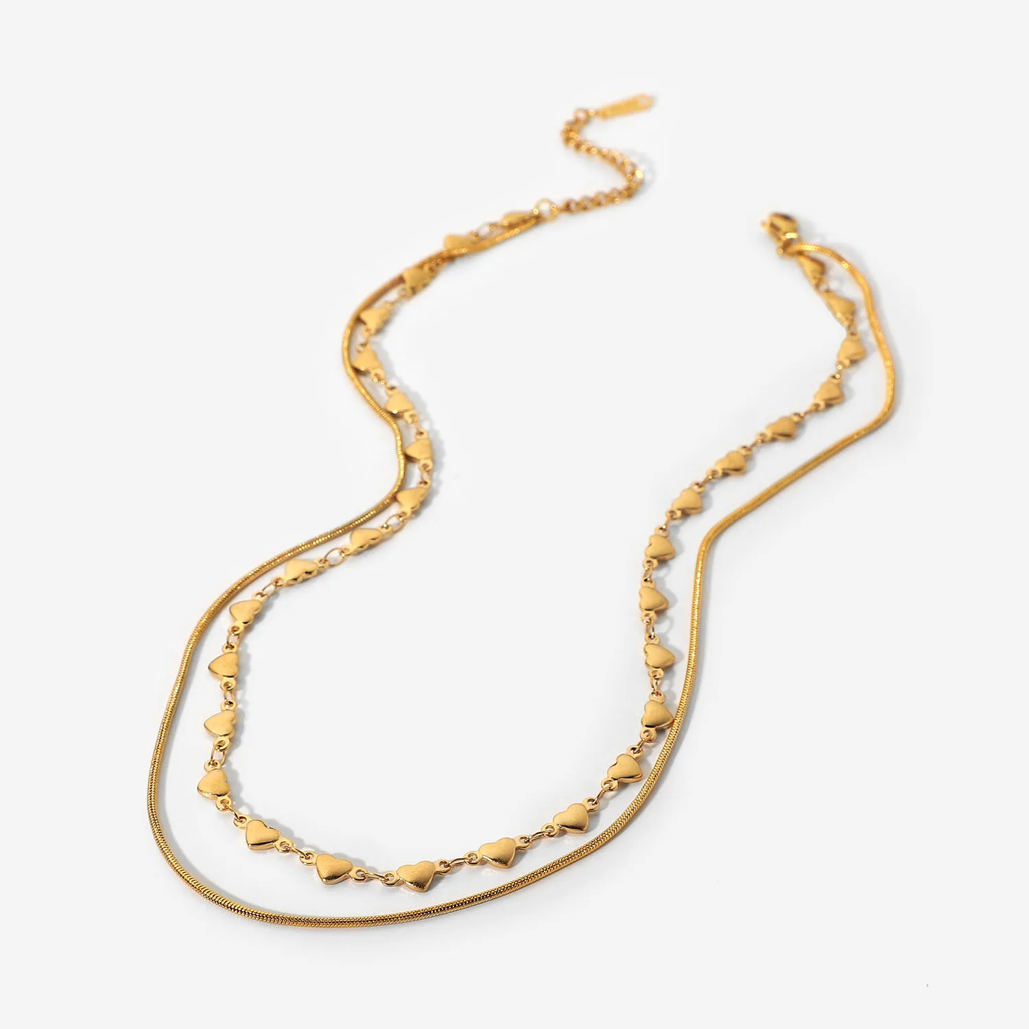 18k Gold Boho Jewelry Gift Girls Chunky Stainless Steel Chain Choker Double Layer Heart Necklace
18k Gold Boho Jewelry Gift Girls Chunky Stainless Steel Chain Choker Double Layer Heart Necklace