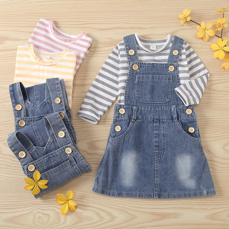 M956 Fashion Girls Clothes Sets 2pcs Striped Long Sleeve Tops Shirts Denim Buttons Suspenders Dresses Kids girls outfits
M956 Fashion Girls Clothes Sets 2pcs Striped Long Sleeve Tops Shirts Denim Buttons Suspenders Dresses Kids girls outfits