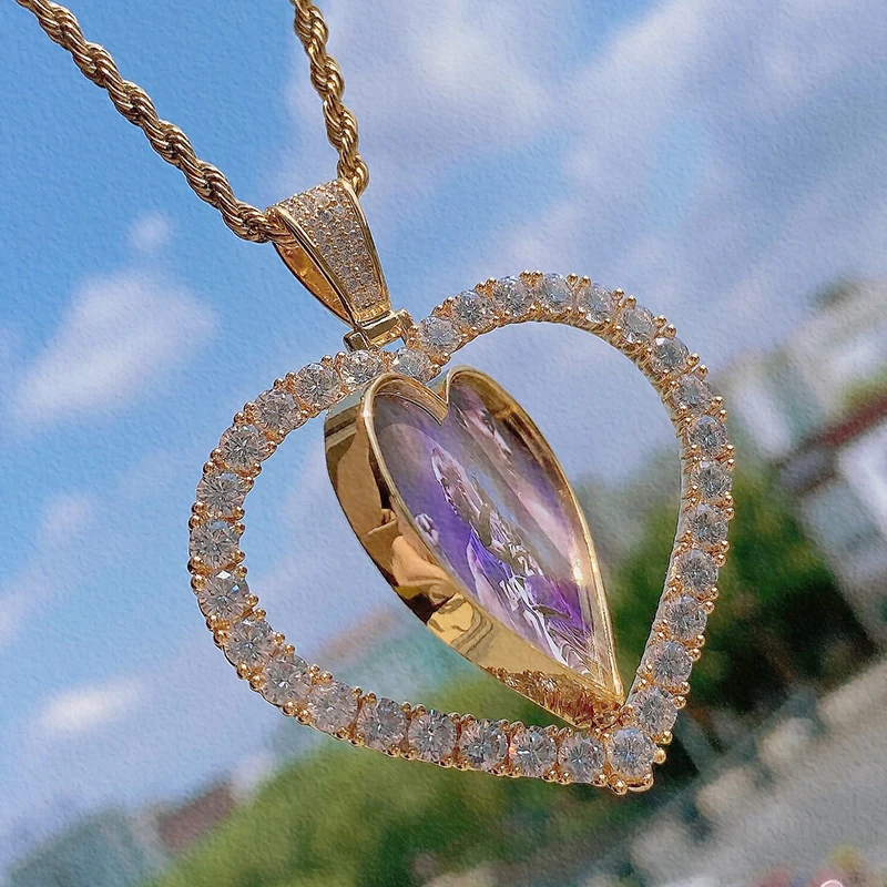 2021 New Arrival Hip Hop Jewelry Iced Out Rotate Heart Custom Memory Photo Pendant Necklaces, Gold,silver
2021 New Arrival Hip Hop Jewelry Iced Out Rotate Heart Custom Memory Photo Pendant Necklaces, Gold,silver