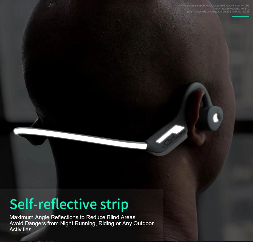New Mobile Phone Earphone Night Jogger Bone Conduction Wireless Headphone With Reflective Light - ANKUX.COM