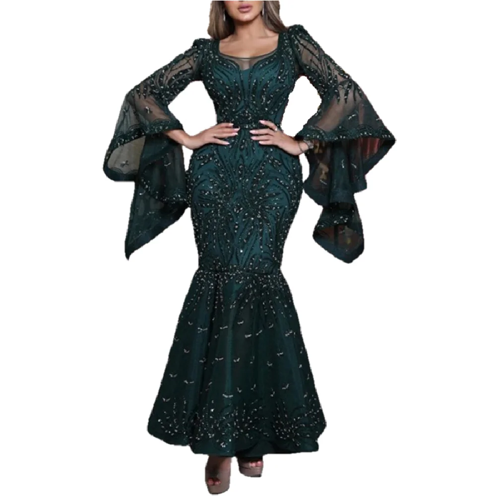 YQY827 European and American New Fashion Temperament Elegant Womens Blackish Green Long Sleeve Dresses Sequin Evening Dresses
YQY827 European and American New Fashion Temperament Elegant Womens Blackish Green Long Sleeve Dresses Sequin Evening Dresses