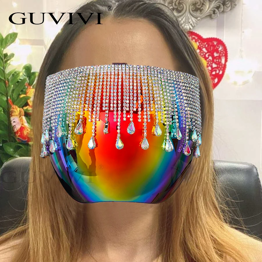 GUVIVI 2021 New Luxury Mirrored Sunglasses Protective faceshield plastic glasses Crystal Fashionable faceshield
GUVIVI 2021 New Luxury Mirrored Sunglasses Protective faceshield plastic glasses Crystal Fashionable faceshield