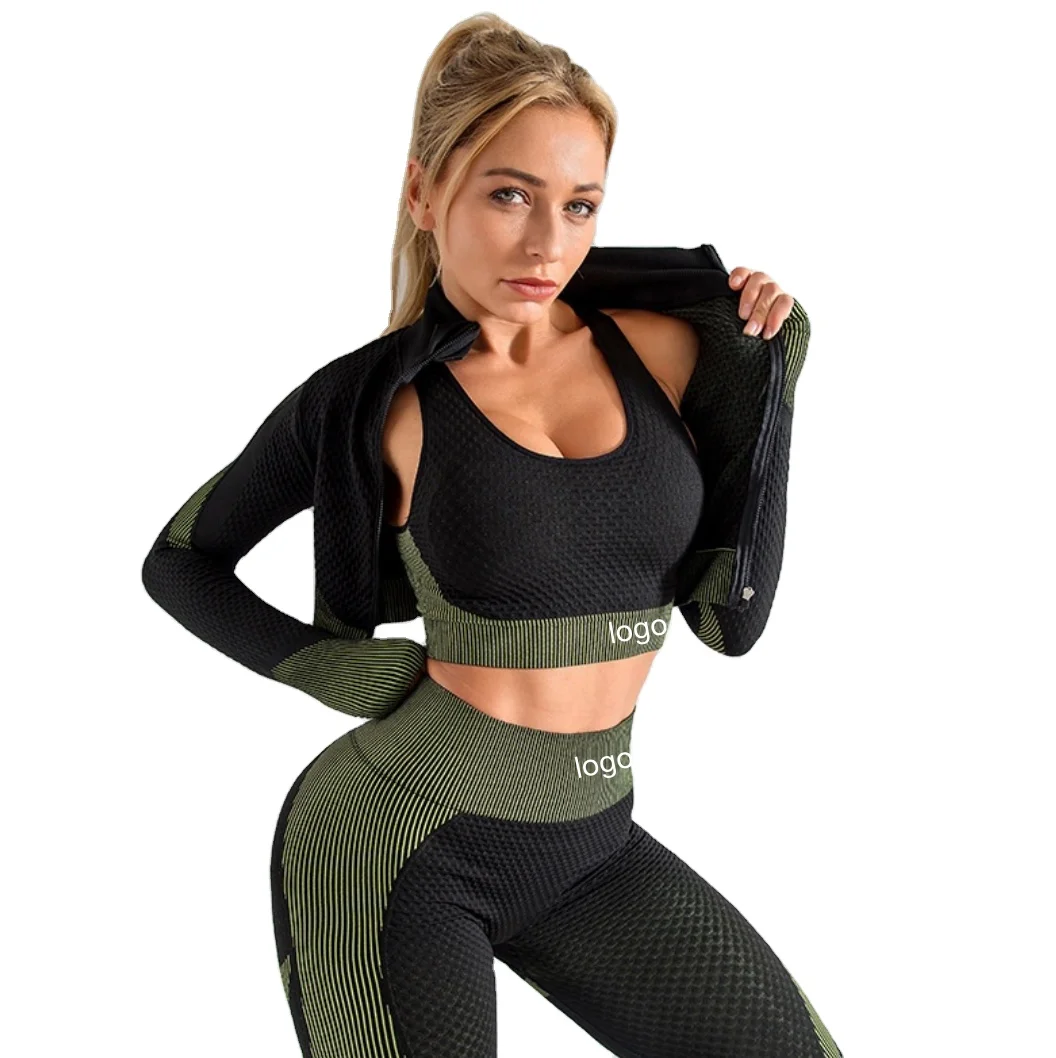 Women Fitness conjunto yoga sets three 3 pcs two 2 piece 3pcs seamless long sleeve sports clothing yogawear wear set
Women Fitness conjunto yoga sets three 3 pcs two 2 piece 3pcs seamless long sleeve sports clothing yogawear wear set