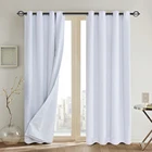 White thermal insulated Grommet 100% Blackout Natural Linen look curtain