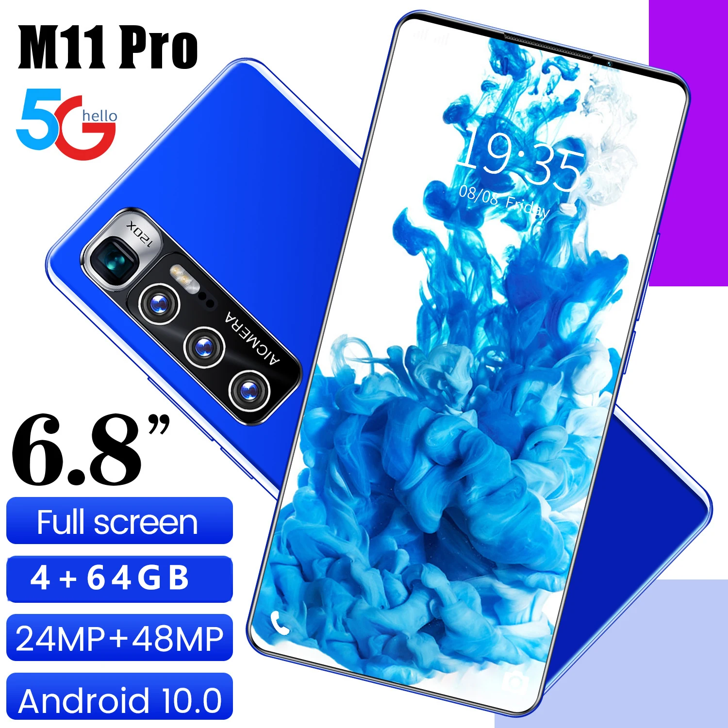 M11 Pro global smartphone 24 + 48mp front and rear HD cameras Android phone 10.0 new phone 5600mAh super battery capacity
M11 Pro global smartphone 24 + 48mp front and rear HD cameras Android phone 10.0 new phone 5600mAh super battery capacity