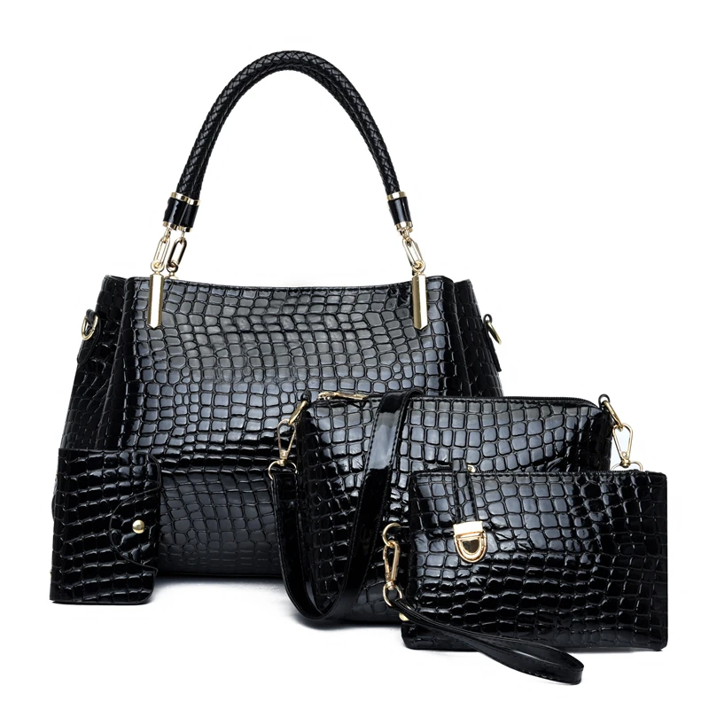 Customized high quality women's large capacity polyester leather handbag sets, As pictures 
Customized high quality women's large capacity polyester leather handbag sets, As pictures