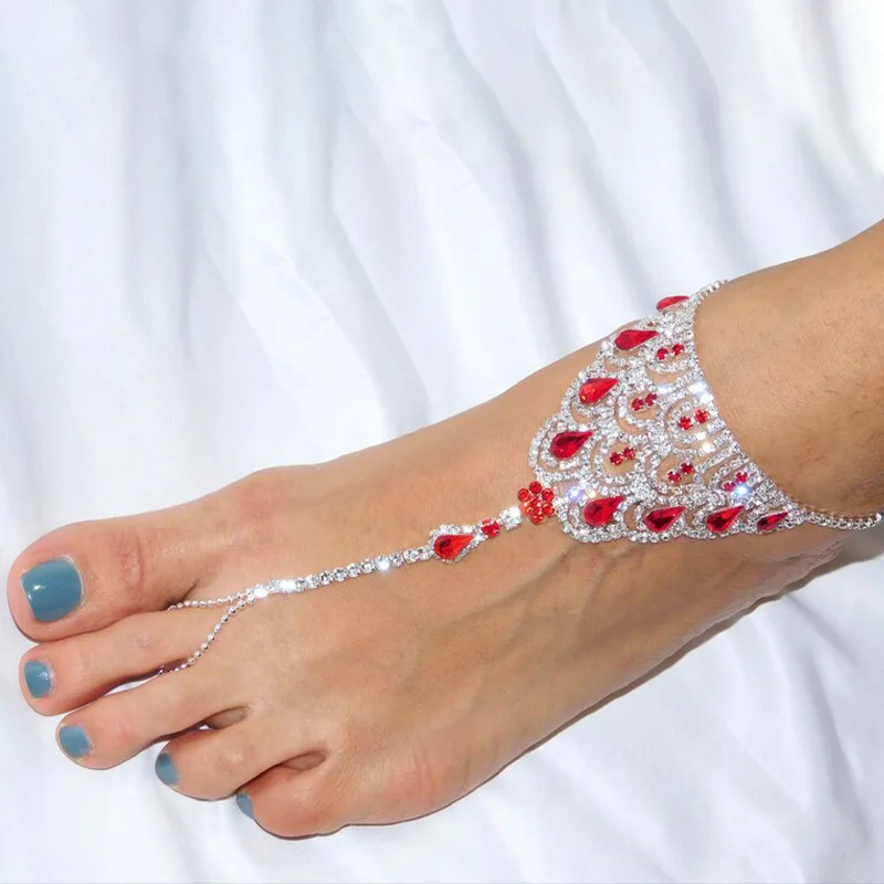Vintage Red Gemstone Anklets For Women Stylish Silver Plated Rhinestone Foot Chain Wedding Jewelry Diamond Anklet With Toe Ring
Vintage Red Gemstone Anklets For Women Stylish Silver Plated Rhinestone Foot Chain Wedding Jewelry Diamond Anklet With Toe Ring