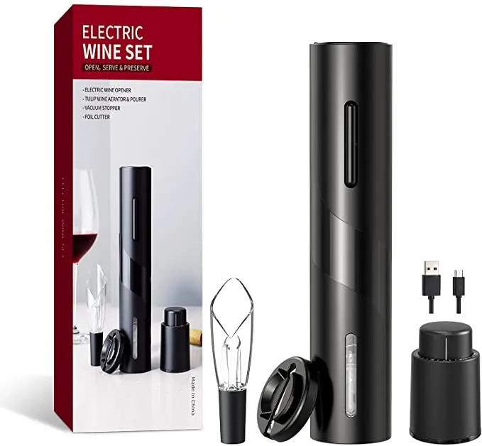 5 in 1 Electric Wine Opener Chargeable Automatic Wine Bottle Cordless Corkscrew Set with USB Charging Cable, Wine Foil Cutter
5 in 1 Electric Wine Opener Chargeable Automatic Wine Bottle Cordless Corkscrew Set with USB Charging Cable, Wine Foil Cutter