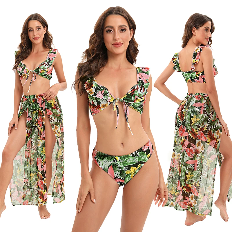TW75007 2022 Split swimsuit tropical print sexy strappy swimwear three piece bikini with dress
TW75007 2022 Split swimsuit tropical print sexy strappy swimwear three piece bikini with dress